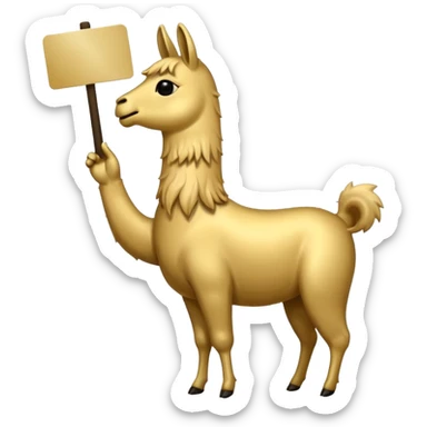 A small golden llama silhouette holding a sign in its teeth that says RAID sticker
