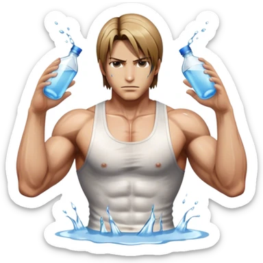 leon kennedy in ripped clothes dripping with water sticker