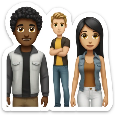 White boyfriend with brown hair and Hispanic girlfriend with black hair sticker