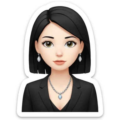 👩🏻‍⚖️ i need an image like this for a political analays with black hair and blck open necked suit sticker