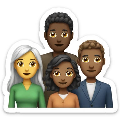 group of four diverse adults writing sticker