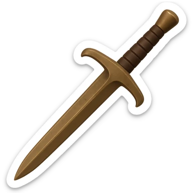 Transform this bronze 2h sword into a bronze longsword: make the blade slimmer and shorter, keep the realistic metallic and worn bronze look, in the style of emoji. The background should be transparent. sticker