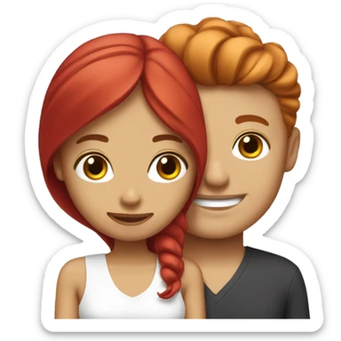 Cherry red hair girl with her white boyfriend sticker