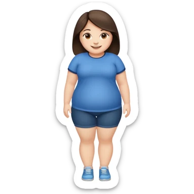 chubby brunette girl with mid length hair posing for a picture. full body picture sticker