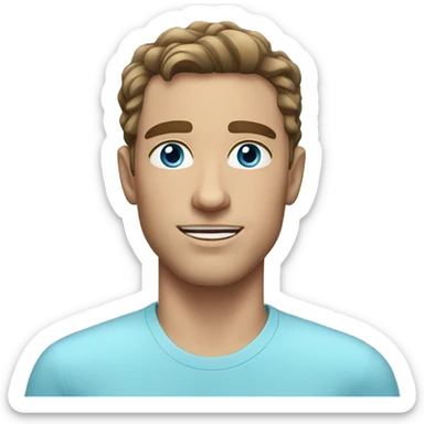 white man with wavy short brunette hair and light blue eyes sticker