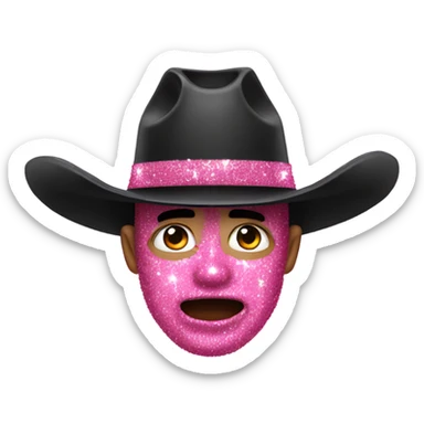 Man with black cowboy hat crying pink glitter happy tears  sticker