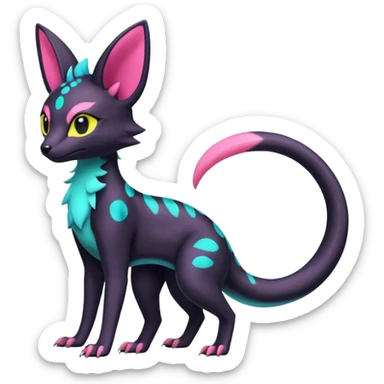 Neon pastel Salandit-Umbreon-Genet-Noivern-Noibat-Serval-Hybrid (Full body) sticker