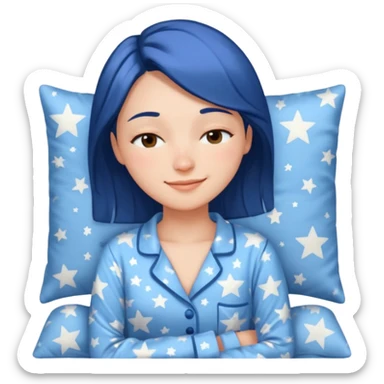  "type": "human",
      "look": "woman in star-print pyjamas, soft blue set, sleepy smile", sticker