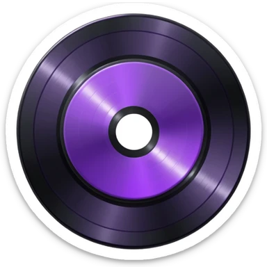 black 8-bit record disc with a purple middle label sticker