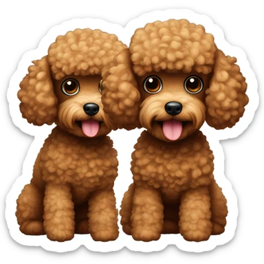 Two brown toy poodles. One is slightly smaller than the other one  sticker