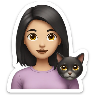 girl with dark hair with a cat sticker