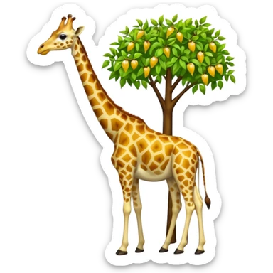 giraffe eating leaves from a tree sticker