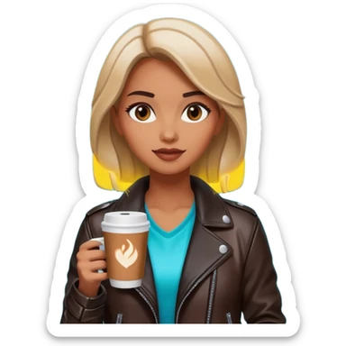 Woman with coffee + neon glow, Midnight Wander. sticker