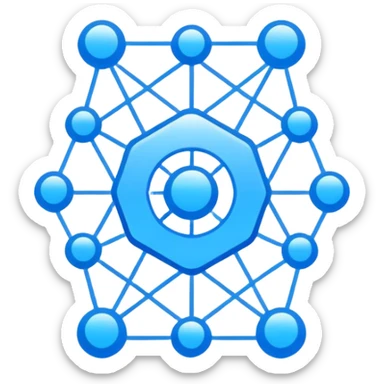n8n logo, workflow automation, blue nodes connected sticker