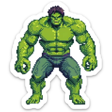 Bruce Banner to Hulk transformation, arcade game style animation frames sticker