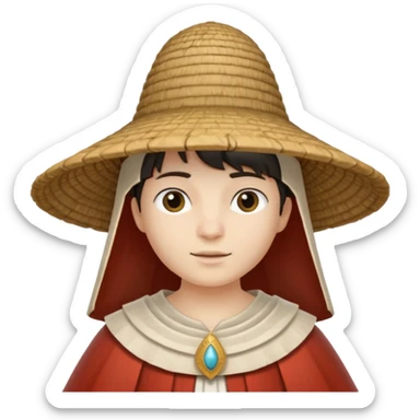 ancient roman conical hat, white, half body sticker