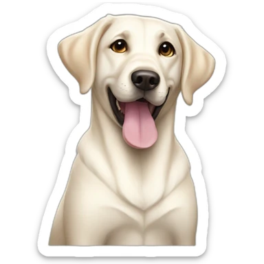 happy white labrador retriever with black nose, dark eyes and brown ears sticker