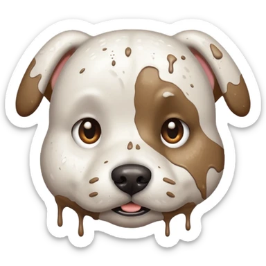 very muddy and dirty white dog face  sticker