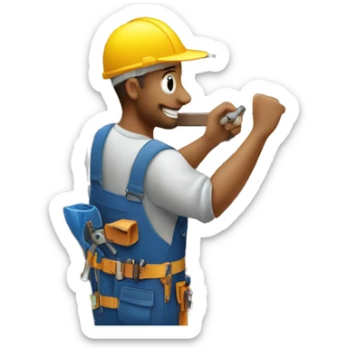 repairman repairing a window sticker