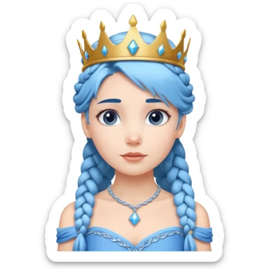 braided hair ice princess with crown blue hair sticker