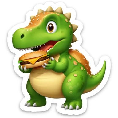 dinosaur eating a cheeseburger  sticker