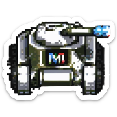 tank with the letter M written on it sticker