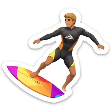 A kite surfer gliding across the ocean, with a colorful kite soaring high in the sky and the surfer carving through the waves. The scene captures the energy and freedom of the sport, with the sun shining and the ocean's waves splashing around. sticker