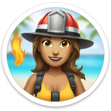 Buffed Catloving girl Firefighter beach volley sticker