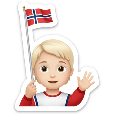 child waving Norwegian flag during 17th of May celebration sticker