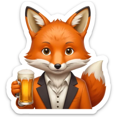 Un renard style manga qui tien une bierre marqué pmusama sticker
