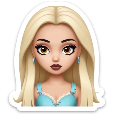 pretty bratz baddie, niqap, black eyeliner, medium white skin, dark brown  eyes sticker