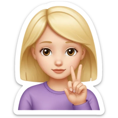 emoji of a girl making the ‘small’ gesture: thumb and index finger almost touching to indicate tiny size, other fingers curled, hand positioned near her face, soft glossy emoji texture sticker