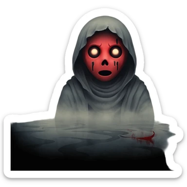 Dark horror wallpaper, 1080x2400, smoky grey charcoal background, subtle eerie light, misty fog, floating dust ("dhoasha dhoasha"), centered text "ROJONI" in distressed horror font, faint red smears, cinematic grain, spooky vibe --ar 9:20 --v 5 sticker