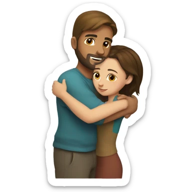 A guy with an Arab appearance hugs a Russian girl with brown hair sticker