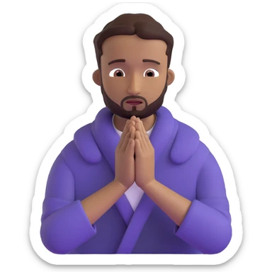 anxious man with hands clasped together in prayer position with worried expression sticker