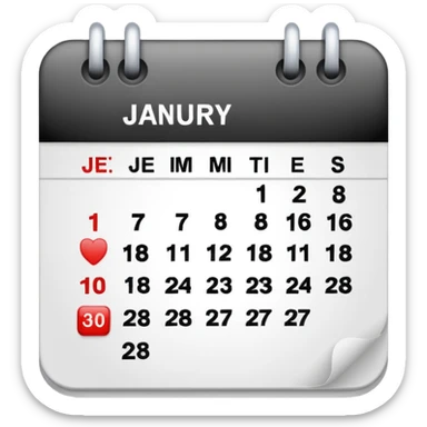 An emoji of a Calander page showing only January 30, no other dates sticker