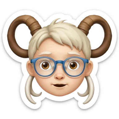 child with goat horn and eyeglasses sticker