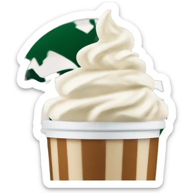 Coffee with whipped cream in a Starbucks cup sticker