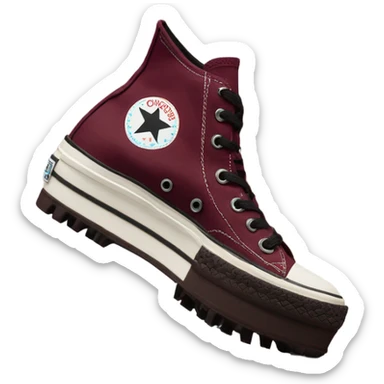 Burgundy converse platform run star hike  sticker