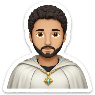 Apariencia: Joven de unos 25-30 años, atractivo,.
-Rostro: Ojos oscuros, piel ligeramente morena, rasgos árabes finos.
-Cabello: Negro, algo rizado o suelto, con barba fina.
-Vestimenta: Cuando es “Don Carlos”, viste como cristiano (camisa blanca, capa corta, colores sobrios). sticker