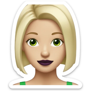 straight short Blonde haired girl with Green eyes & purple lipstick sticker