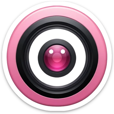 A round camera lens, apple emoji style, minimalist, with highlights, no faces, pink, variant 3 sticker