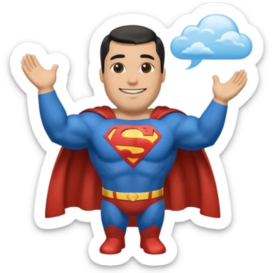 a moai emoji with a superman cape with the original face or the moai emoji with a super man saving people vibe like the superman there is some man waiting in the sky meme sticker