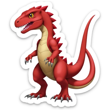  Cool Edgy Maroon Guilmon-Charmeleon-Digimon-Fakemon-Velociraptor full body sticker
