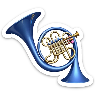 Blue french horn sticker