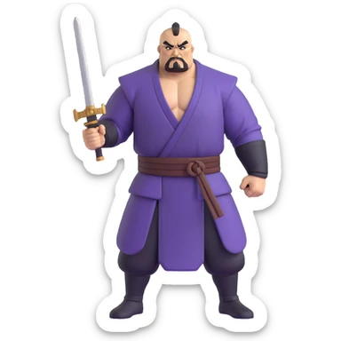 Shan Yu from Mulan, full body, holding a weapon, looking seriously pissed off sticker