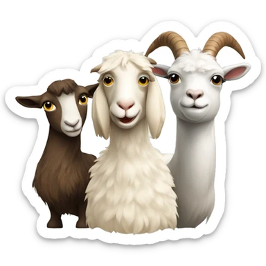 Goat, alpaca, goose stand together  sticker