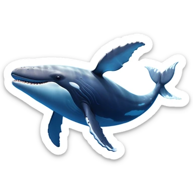 Cinematic Comical Humpback Whale Portrait Emoji, Head tilted dramatically with an exaggeratedly shocked expression, featuring a massive yet graceful body with wide, comically expressive eyes full of playful disbelief and animated pectoral fins, Simplified yet hilariously expressive features, highly detailed, glowing with a slightly sassy oceanic glow, high shine, dramatic yet playful, stylized with an air of cheeky marine mischief, soft glowing outline, capturing the essence of a meme-worthy humpback whale that looks ready to make waves with its hilariously dramatic antics! sticker