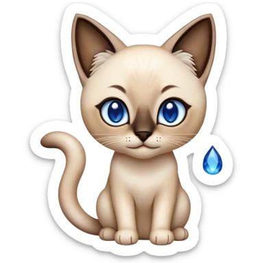 Cinematic Cute Siamese Cat Portrait Emoji, slender body, soft cream-colored fur with rich dark points on the ears, face, paws, and tail, big, sparkling sapphire-blue eyes, Simplified yet irresistibly adorable features, highly detailed, glowing with a warm, cozy glow, high shine, curious yet calm, stylized with a touch of whimsy, bright and endearing, soft glowing outline, capturing the essence of a mischievous yet lazy and loveable kitty, so cuddly it feels like it could waddle right out of the screen for a snuggle! sticker