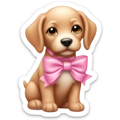 Baby pink puppy with a pink bow sticker